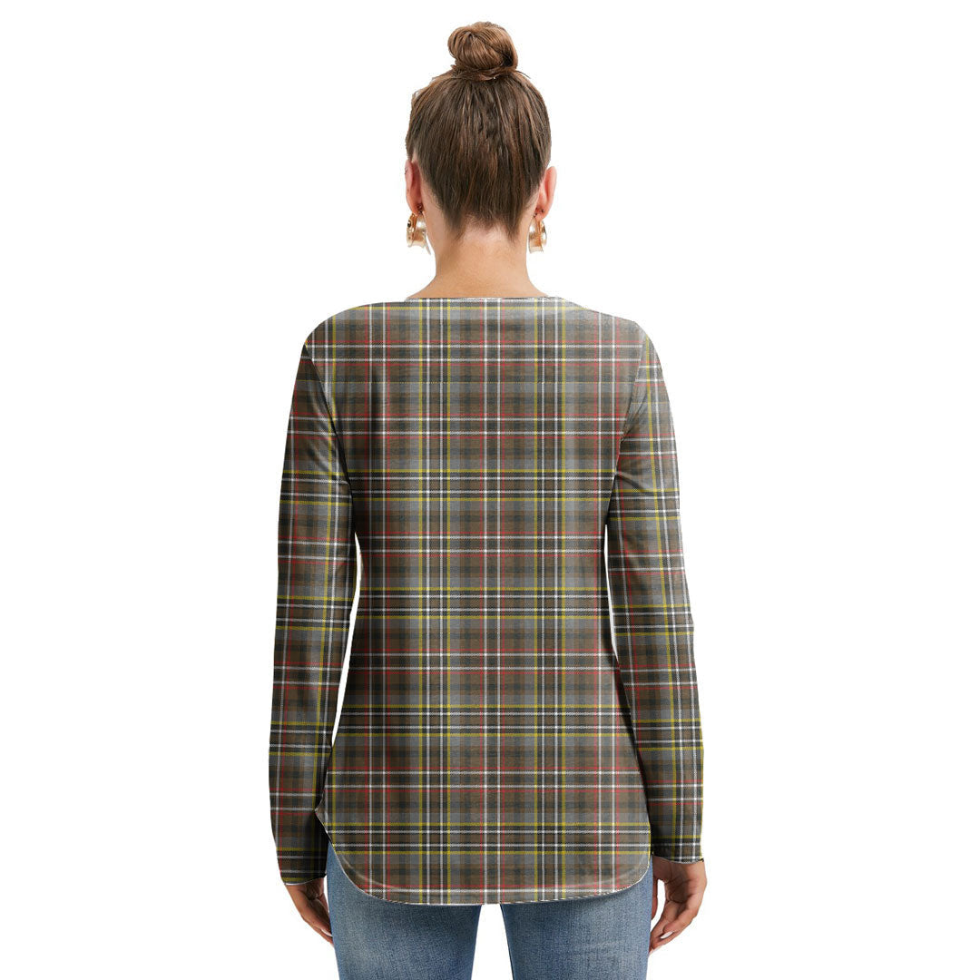 SCOTT GREEN WEATHERED Tartan Plaid Long Sleeve Neckline Tie Sweatshirt