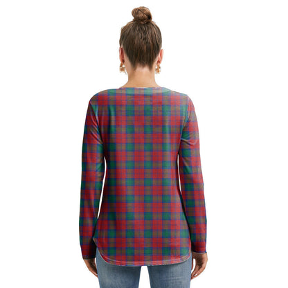 Lindsay Modern Tartan Plaid Long Sleeve Neckline Tie Sweatshirt