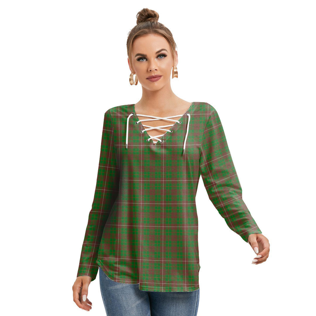 MacKinnon Hunting Modern Tartan Plaid Long Sleeve Neckline Tie Sweatshirt