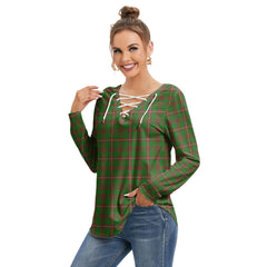 MacKinnon Hunting Modern Tartan Plaid Long Sleeve Neckline Tie Sweatshirt