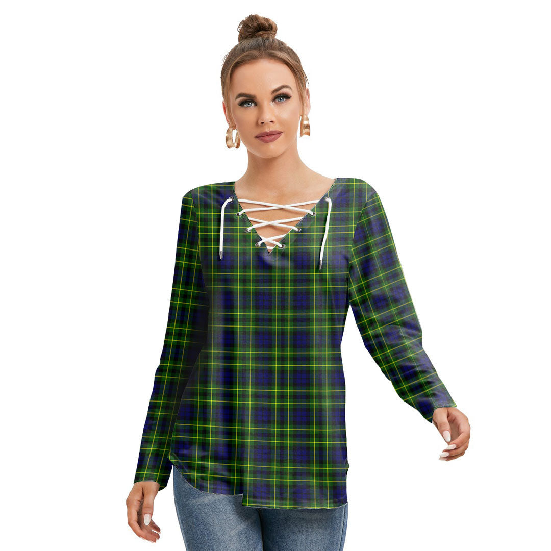 Campbell of Breadalbane Modern Tartan Plaid Long Sleeve Neckline Tie Sweatshirt