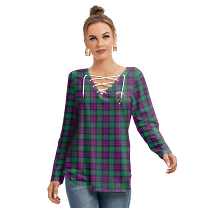 MacArthur Milton Tartan Crest Long Sleeve Neckline Tie Sweatshirt