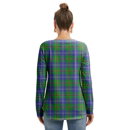 Turnbull Hunting Tartan Plaid Long Sleeve Neckline Tie Sweatshirt