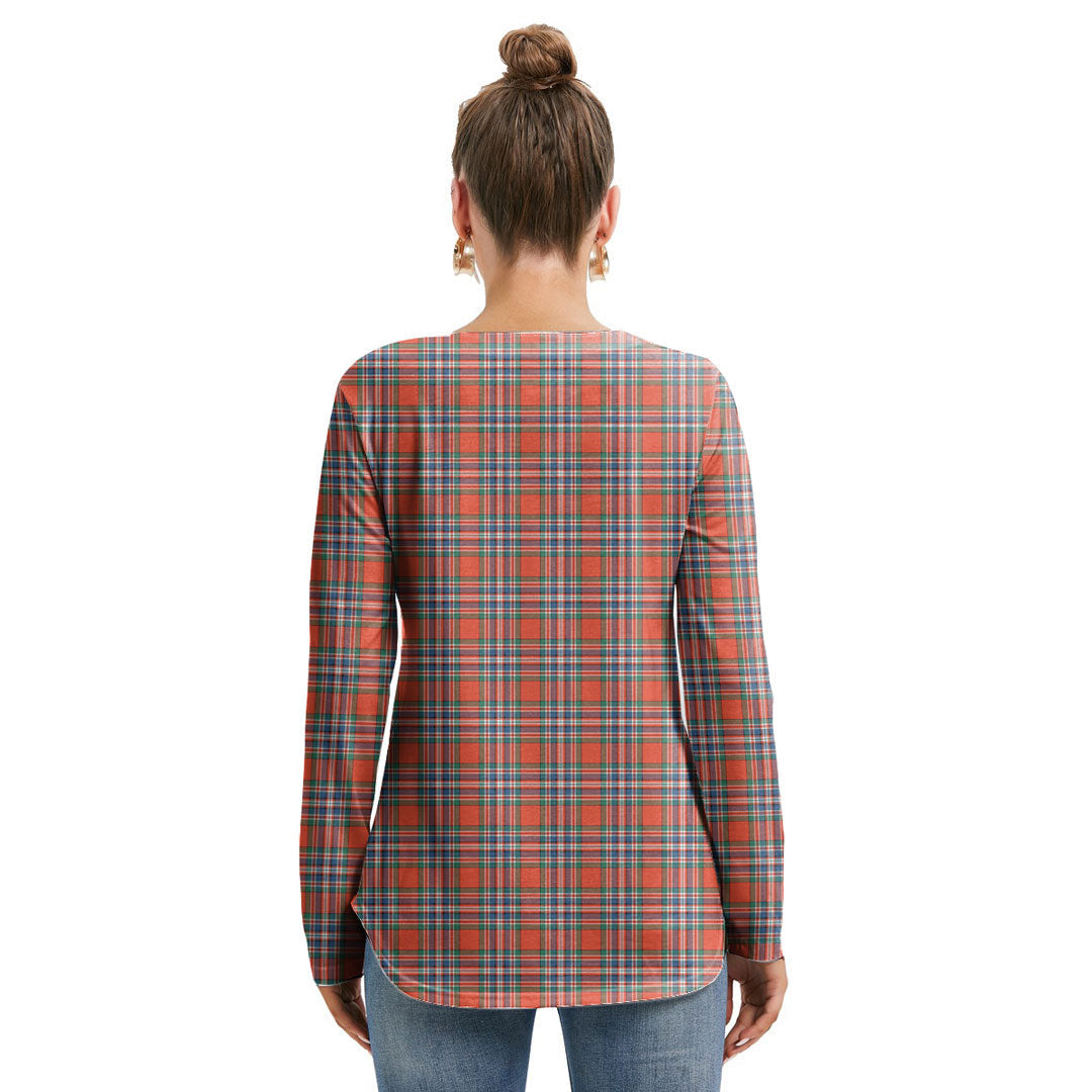 MacFarlane Ancient Tartan Plaid Long Sleeve Neckline Tie Sweatshirt