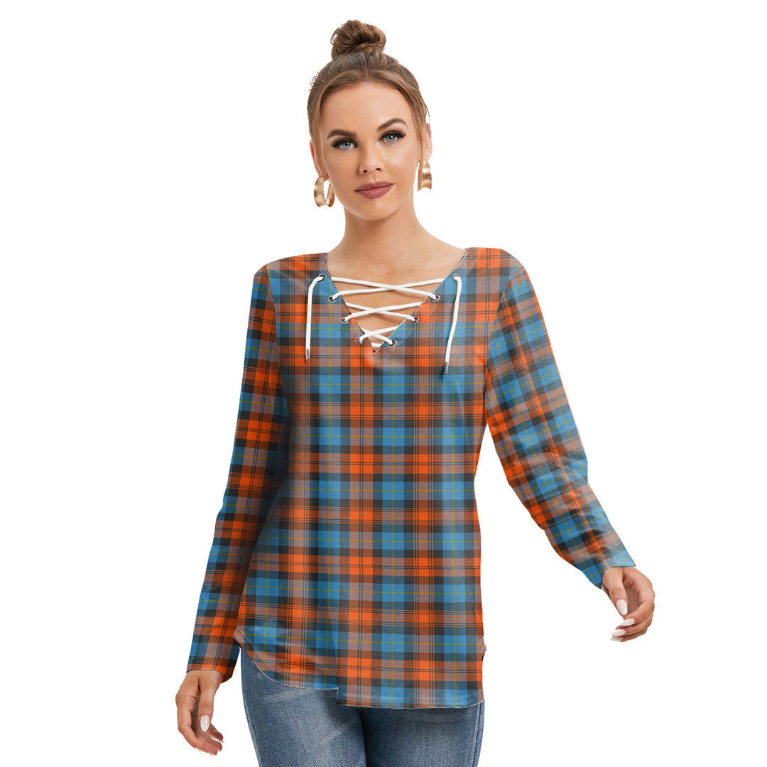 MacLachlan Ancient Tartan Plaid Long Sleeve Neckline Tie Sweatshirt