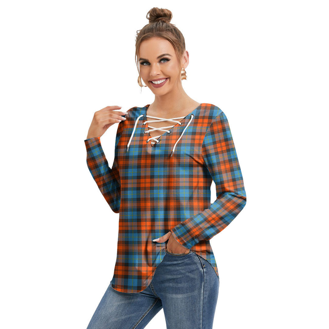 MacLachlan Ancient Tartan Plaid Long Sleeve Neckline Tie Sweatshirt