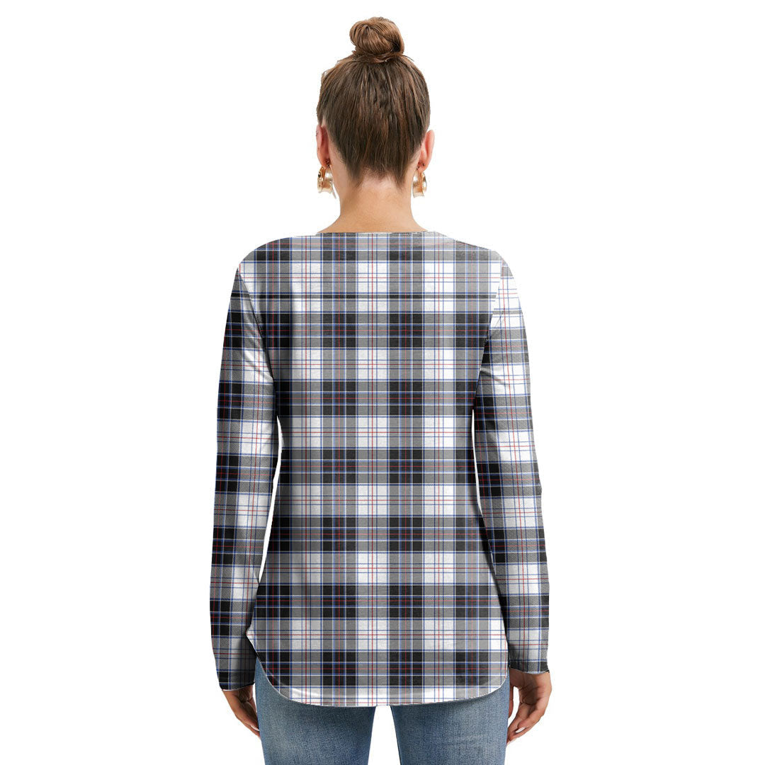 MacRae Dress Modern Tartan Plaid Long Sleeve Neckline Tie Sweatshirt