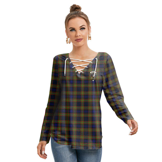 MacLellan Modern Tartan Crest Long Sleeve Neckline Tie Sweatshirt