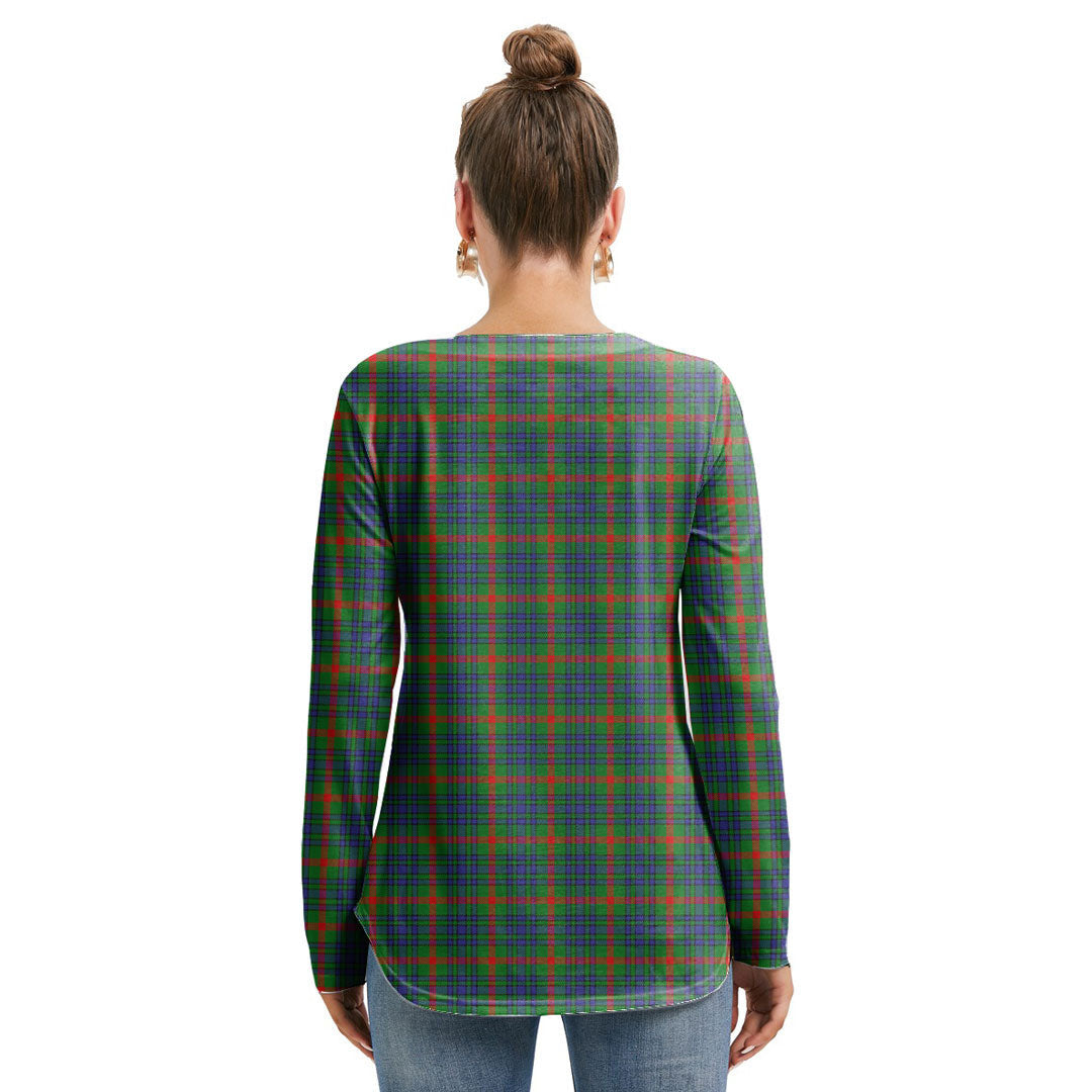 Aiton Tartan Crest Long Sleeve Neckline Tie Sweatshirt