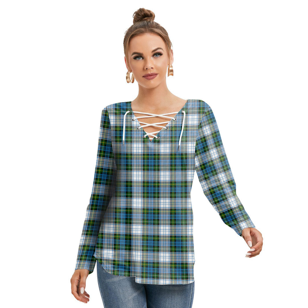 Campbell Dress Tartan Plaid Long Sleeve Neckline Tie Sweatshirt