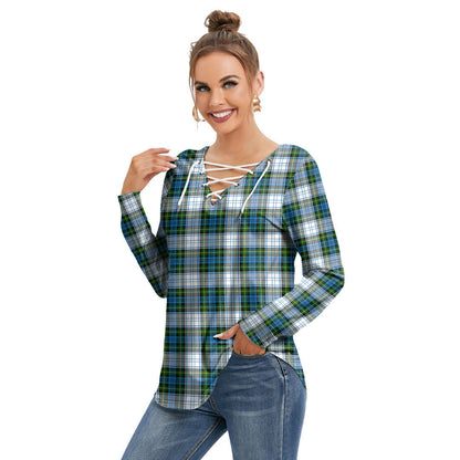 Campbell Dress Tartan Plaid Long Sleeve Neckline Tie Sweatshirt