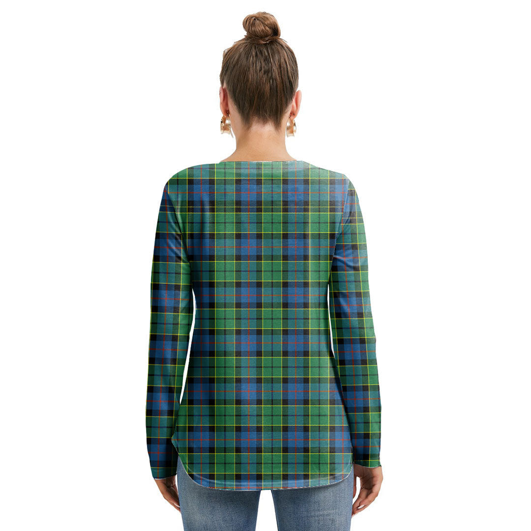 Forsyth Ancient Tartan Plaid Long Sleeve Neckline Tie Sweatshirt