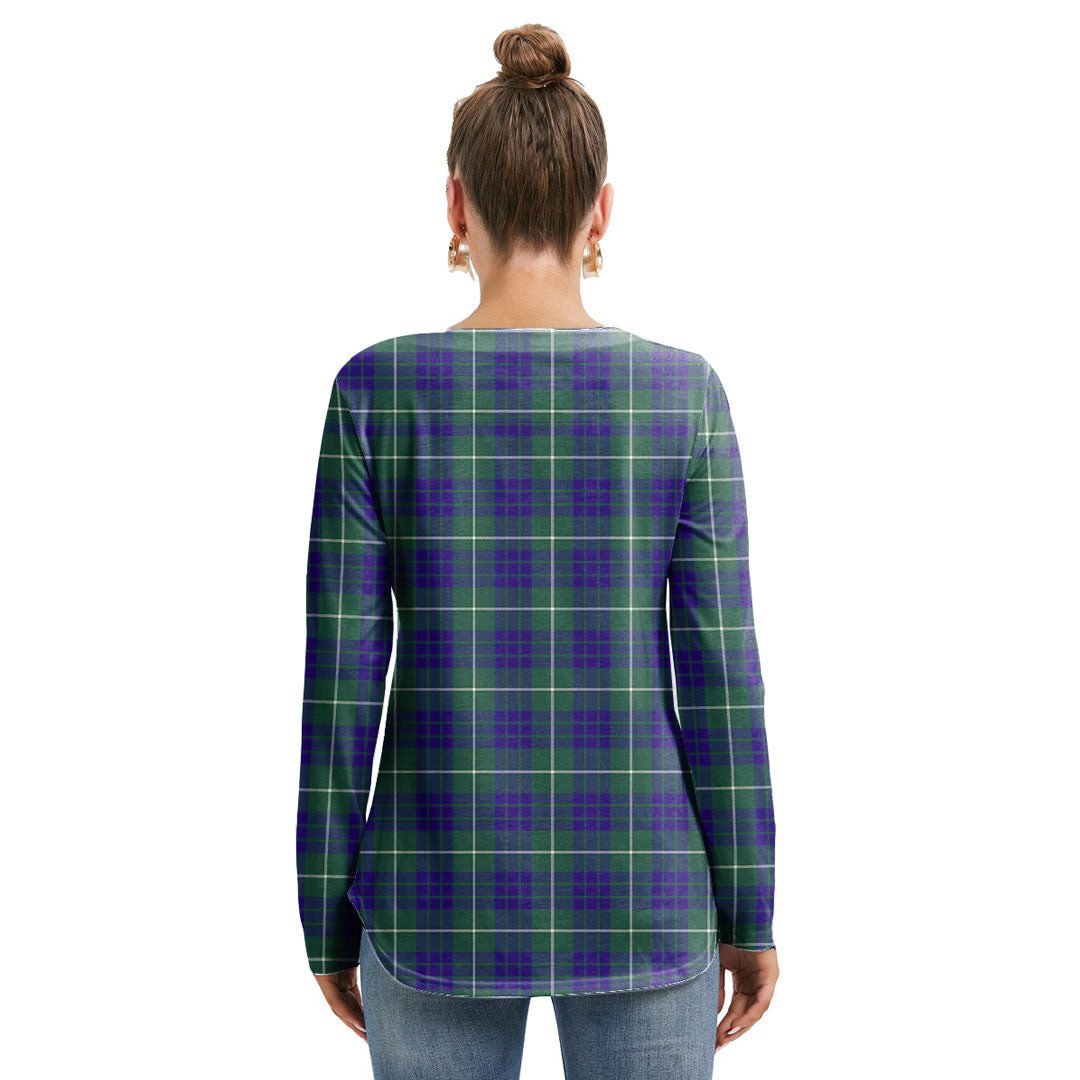 Hamilton Hunting Modern Tartan Plaid Long Sleeve Neckline Tie Sweatshirt