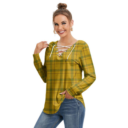 Houston Tartan Plaid Long Sleeve Neckline Tie Sweatshirt