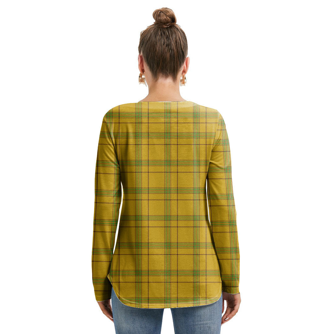 Houston Tartan Plaid Long Sleeve Neckline Tie Sweatshirt