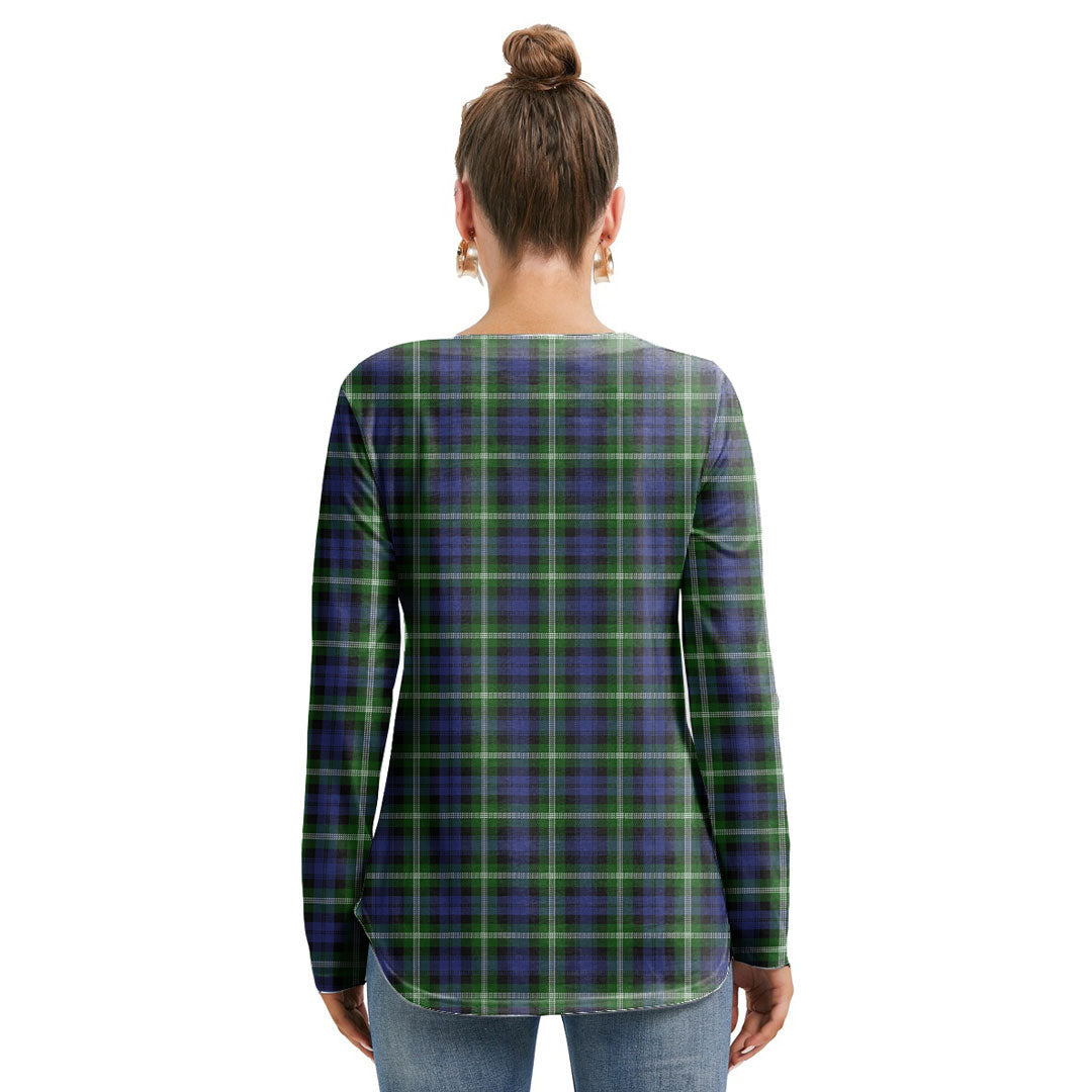 Baillie Modern Tartan Crest Long Sleeve Neckline Tie Sweatshirt