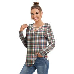 Stewart Dress Ancient Tartan Plaid Long Sleeve Neckline Tie Sweatshirt