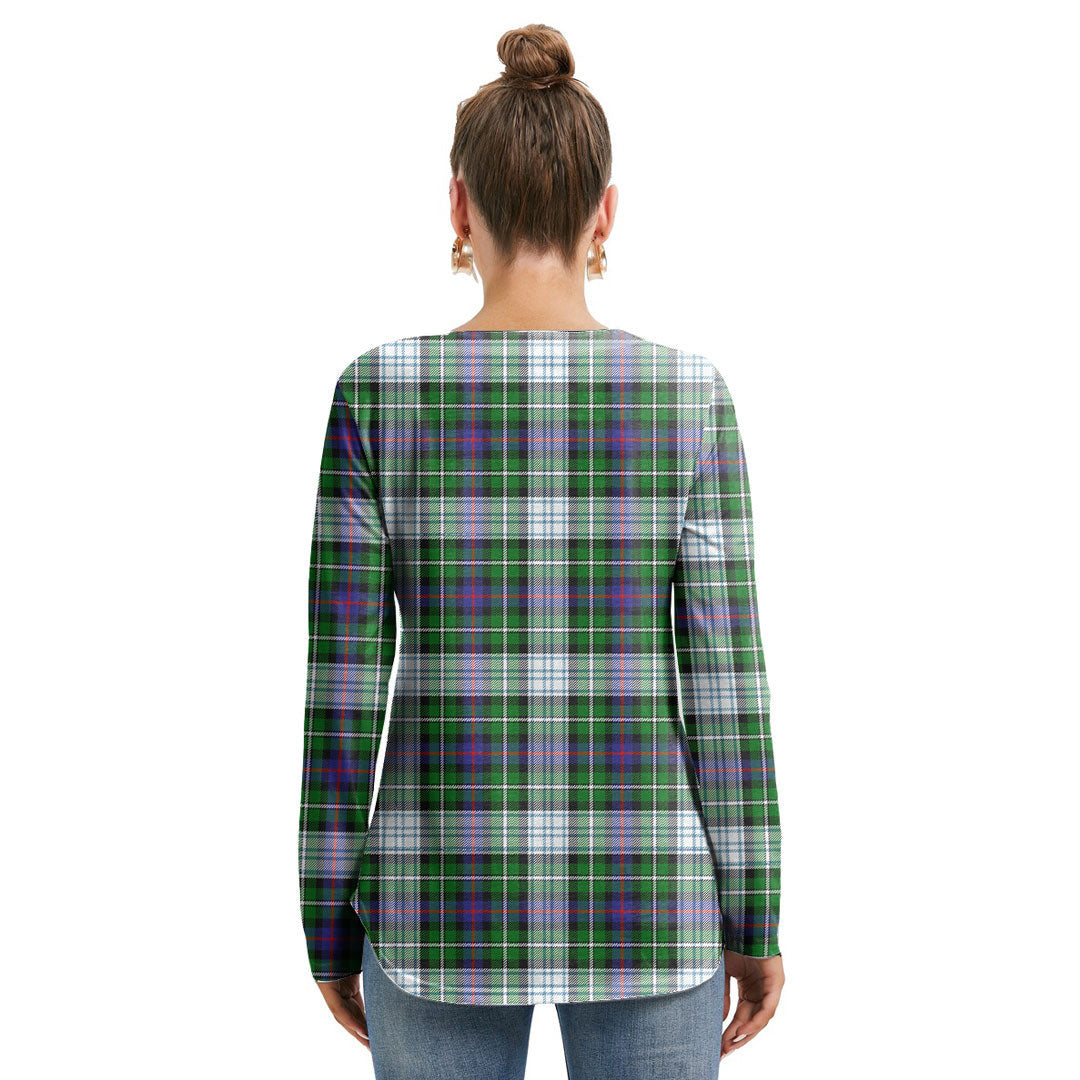 MacKenzie Dress Modern Tartan Crest Long Sleeve Neckline Tie Sweatshirt