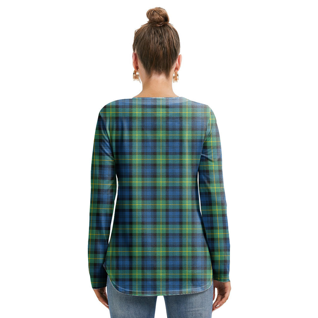 Gordon Ancient Tartan Crest Long Sleeve Neckline Tie Sweatshirt