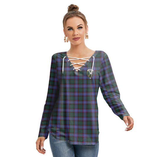 Hunter Modern Tartan Crest Long Sleeve Neckline Tie Sweatshirt