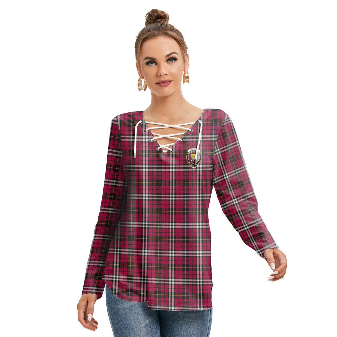 Little Tartan Crest Long Sleeve Neckline Tie Sweatshirt