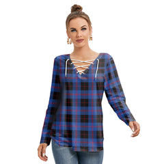 Angus Modern Tartan Plaid Long Sleeve Neckline Tie Sweatshirt
