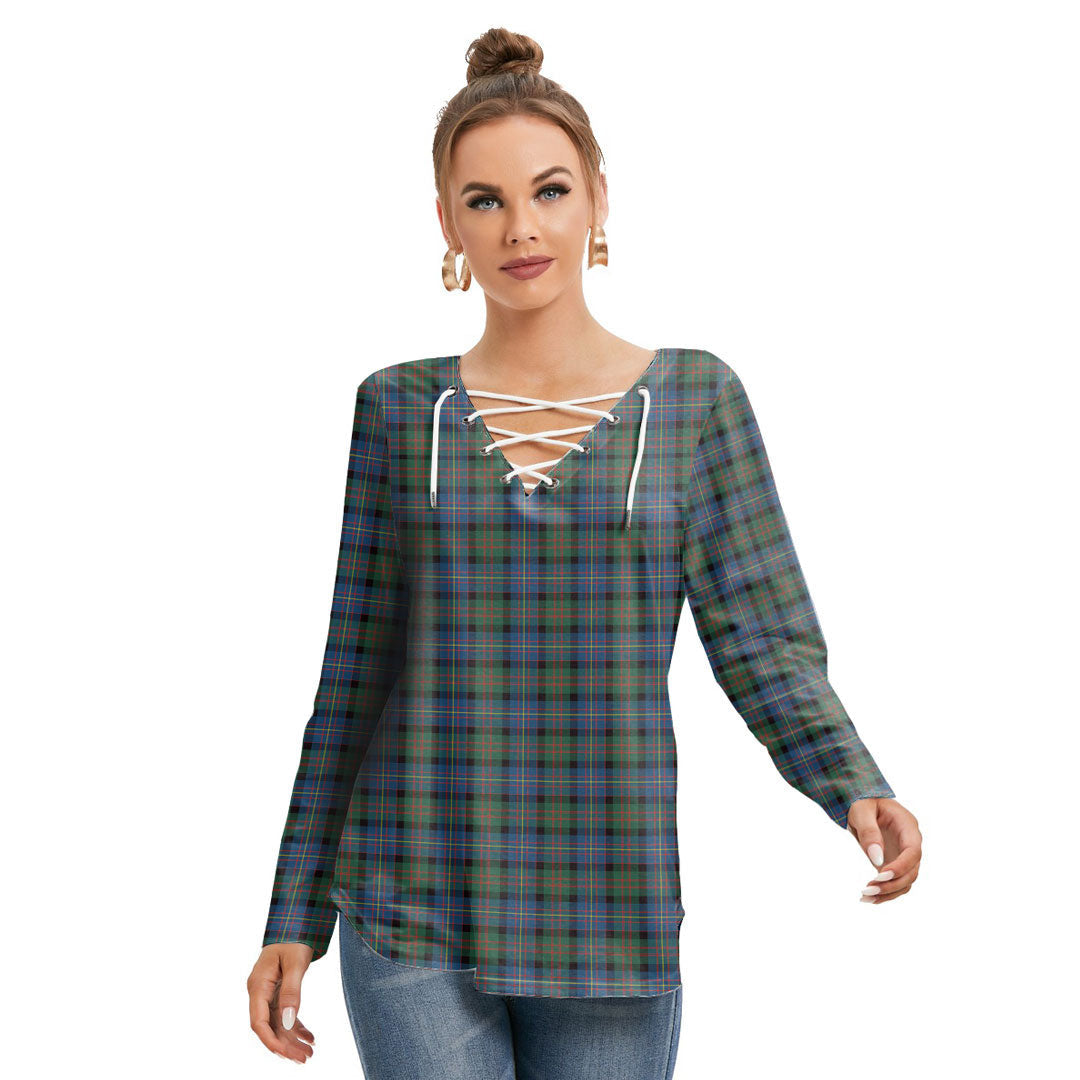 Cameron of Erracht Ancient Tartan Plaid Long Sleeve Neckline Tie Sweatshirt