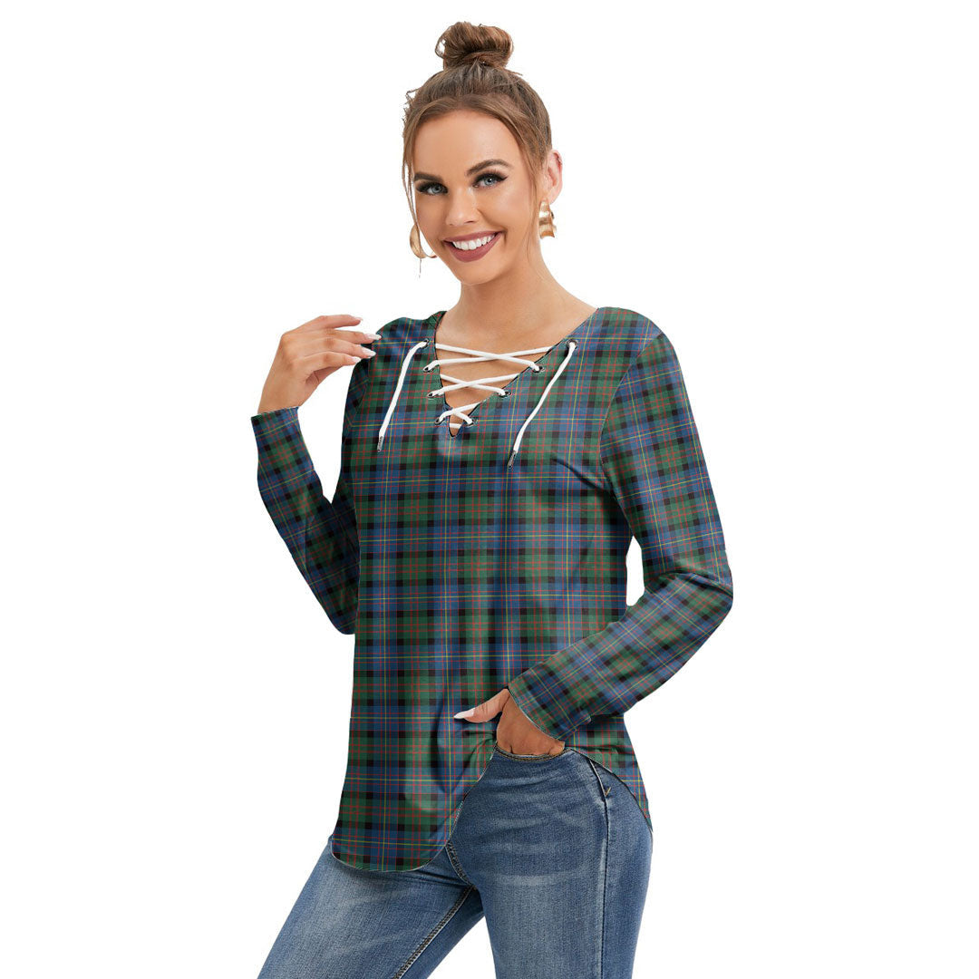 Cameron of Erracht Ancient Tartan Plaid Long Sleeve Neckline Tie Sweatshirt