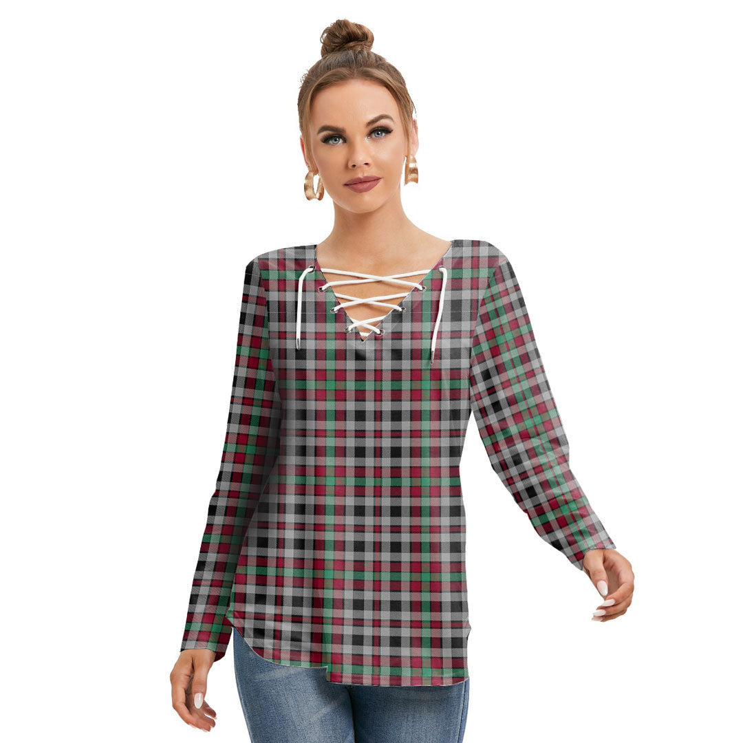 Borthwick Ancient Tartan Plaid Long Sleeve Neckline Tie Sweatshirt