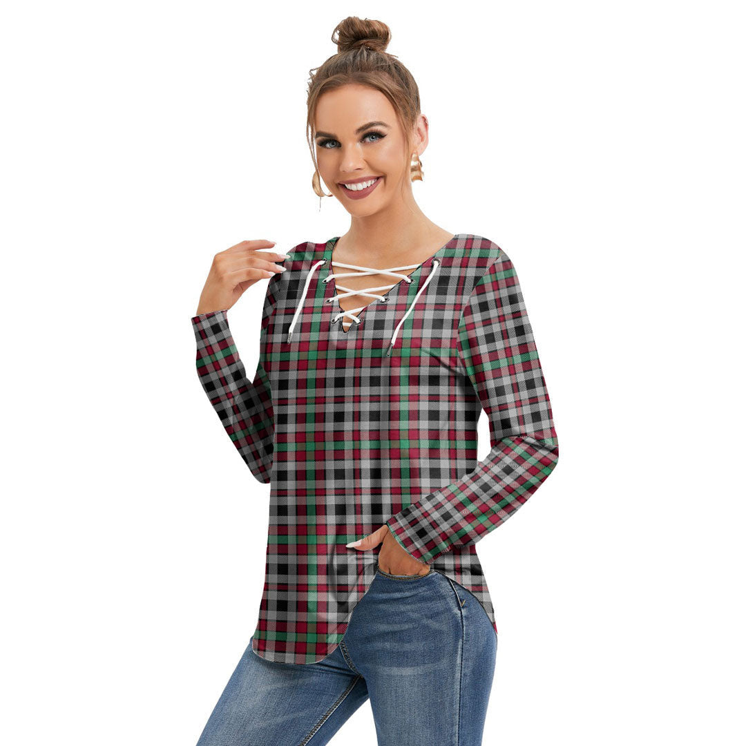 Borthwick Ancient Tartan Plaid Long Sleeve Neckline Tie Sweatshirt