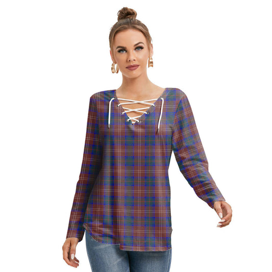 Chisholm Hunting Modern Tartan Plaid Long Sleeve Neckline Tie Sweatshirt