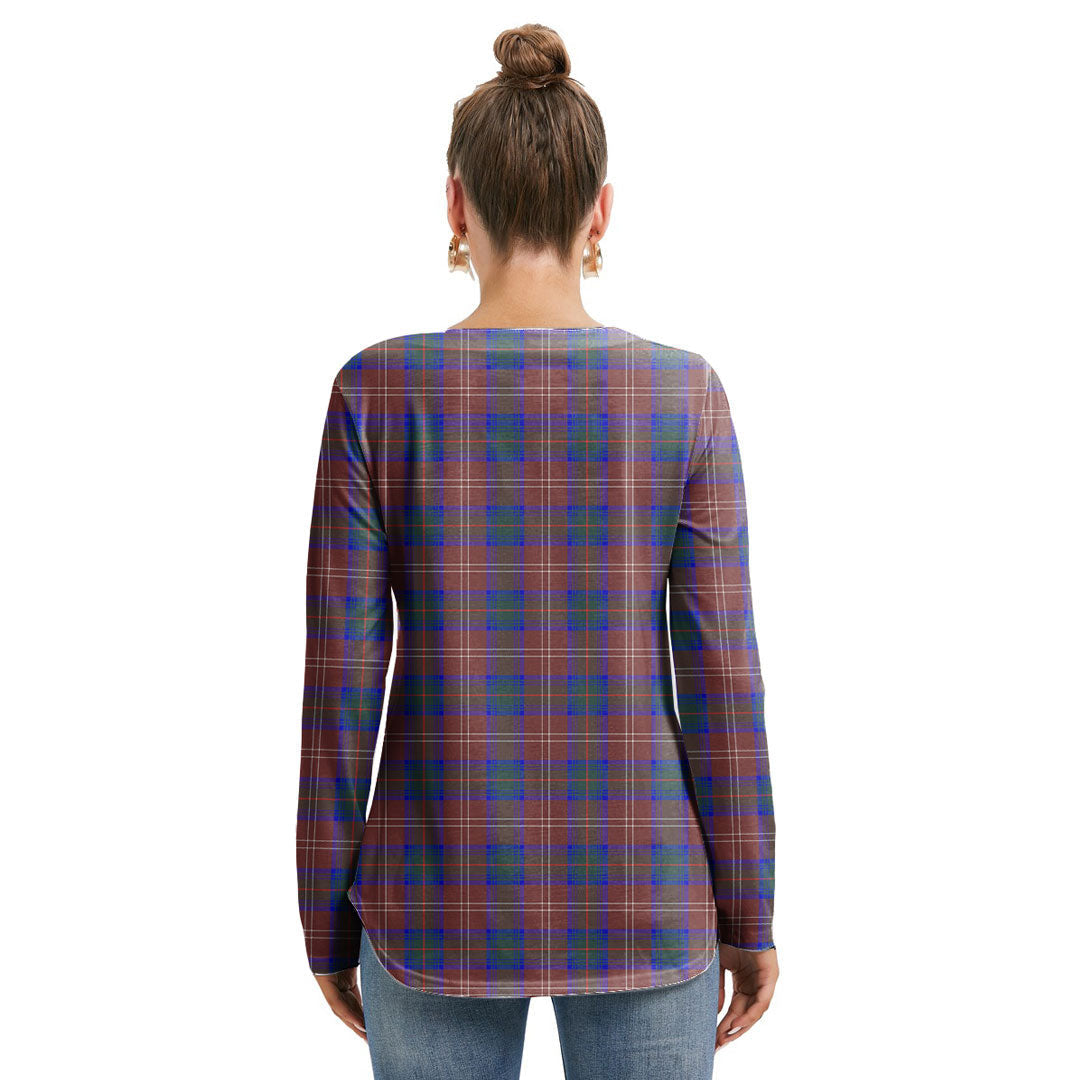 Chisholm Hunting Modern Tartan Plaid Long Sleeve Neckline Tie Sweatshirt