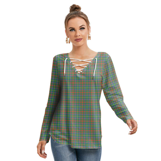 MacKintosh Hunting Ancient Tartan Plaid Long Sleeve Neckline Tie Sweatshirt