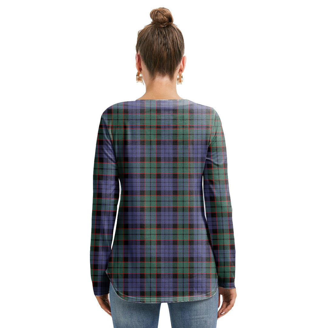 Fletcher Modern Tartan Plaid Long Sleeve Neckline Tie Sweatshirt