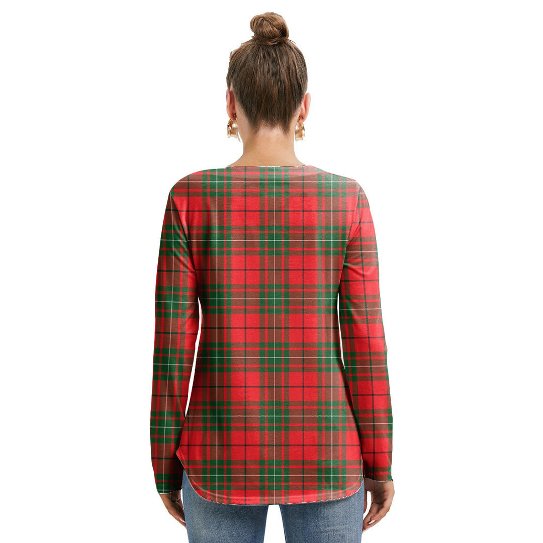 MacAulay Modern Tartan Crest Long Sleeve Neckline Tie Sweatshirt