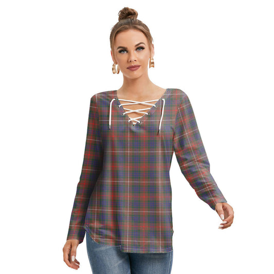 Fraser Hunting Modern Tartan Plaid Long Sleeve Neckline Tie Sweatshirt