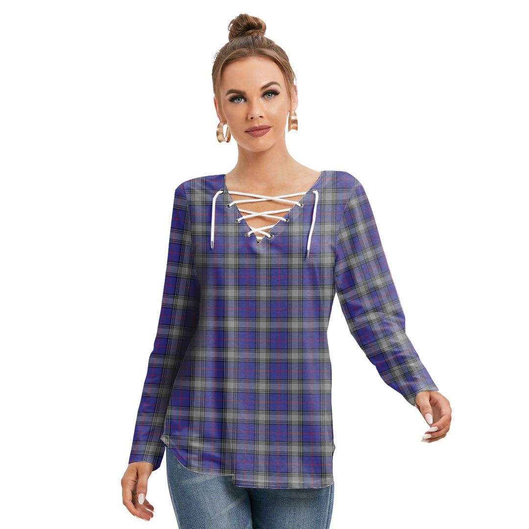 Kinnaird Tartan Plaid Long Sleeve Neckline Tie Sweatshirt