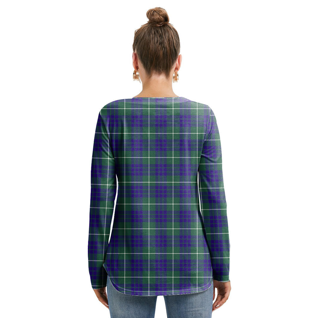 Hamilton Hunting Modern Tartan Crest Long Sleeve Neckline Tie Sweatshirt