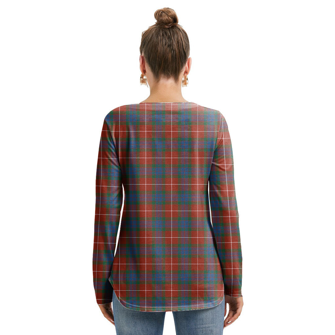 Fraser Ancient Tartan Crest Long Sleeve Neckline Tie Sweatshirt