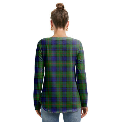 Dundas Modern Tartan Plaid Long Sleeve Neckline Tie Sweatshirt