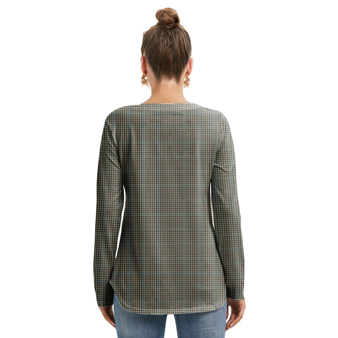 Haig Check Tartan Crest Long Sleeve Neckline Tie Sweatshirt