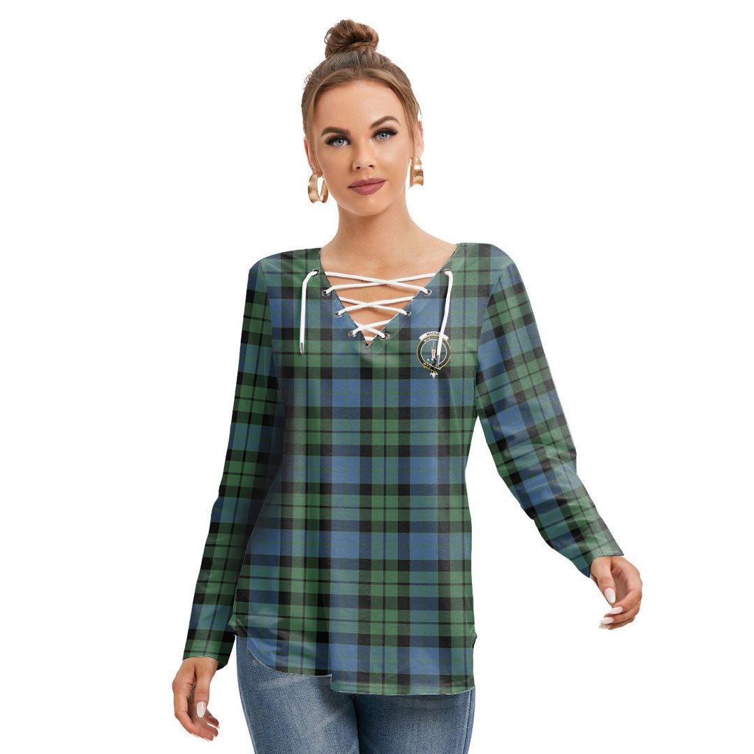 MacKay Ancient Tartan Crest Long Sleeve Neckline Tie Sweatshirt