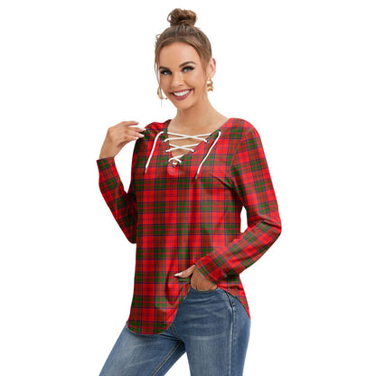 Grant Modern Tartan Plaid Long Sleeve Neckline Tie Sweatshirt