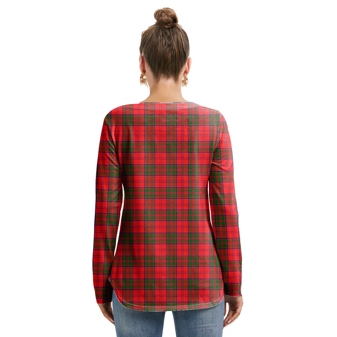 Grant Modern Tartan Plaid Long Sleeve Neckline Tie Sweatshirt