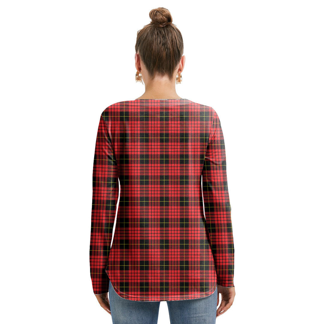 MacQueen Modern Tartan Crest Long Sleeve Neckline Tie Sweatshirt