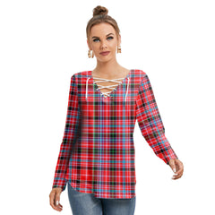 Aberdeen District Tartan Plaid Long Sleeve Neckline Tie Sweatshirt