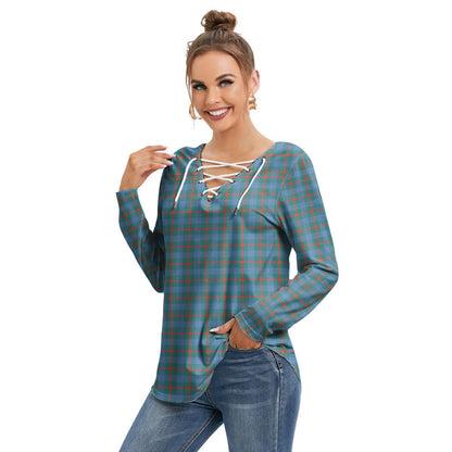 Agnew Ancient Tartan Plaid Long Sleeve Neckline Tie Sweatshirt