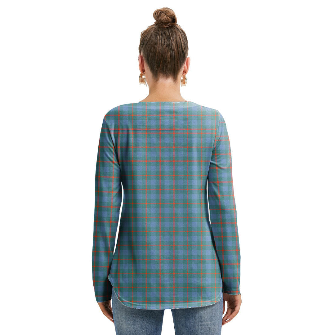 Agnew Ancient Tartan Plaid Long Sleeve Neckline Tie Sweatshirt