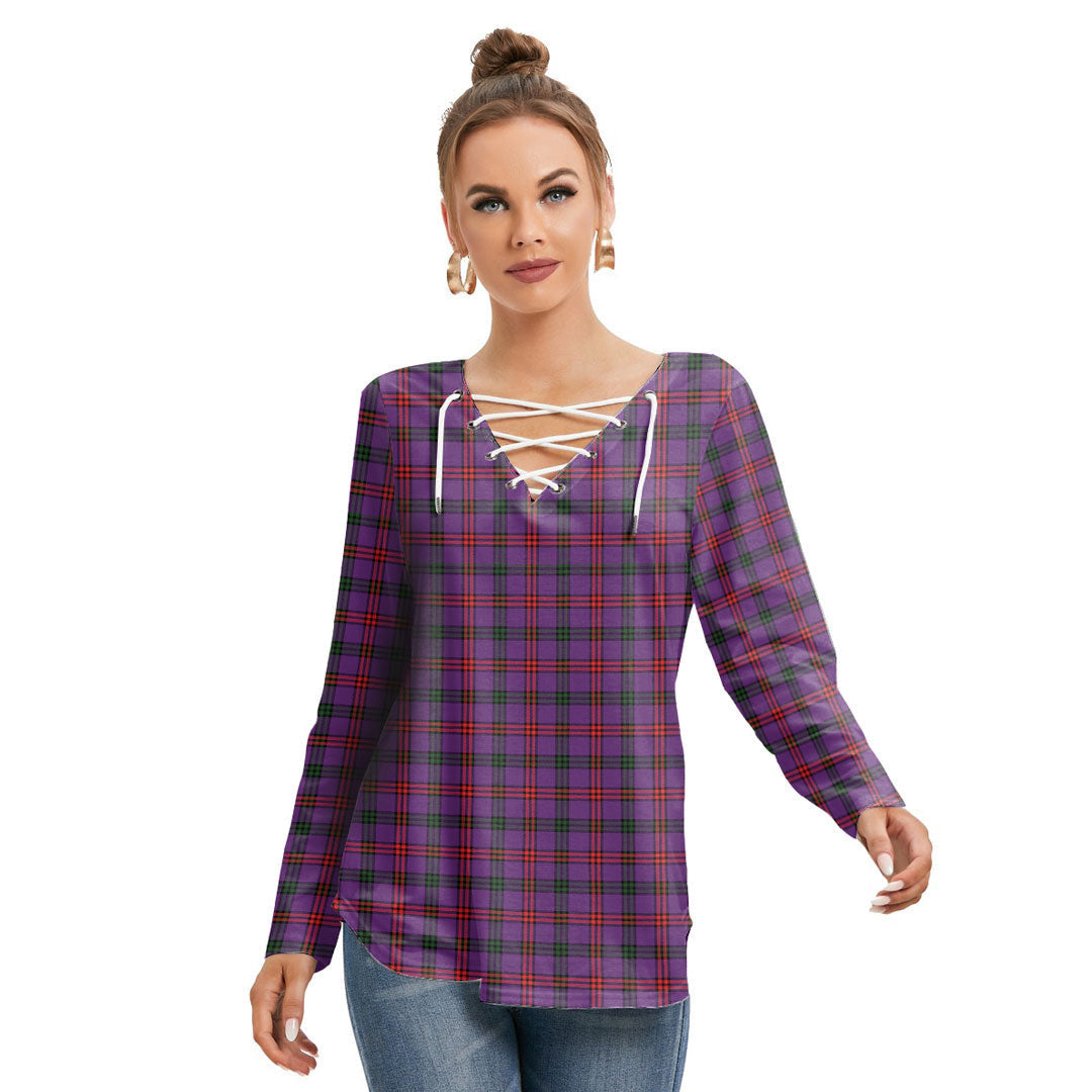 Montgomery Modern Tartan Plaid Long Sleeve Neckline Tie Sweatshirt