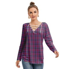 Montgomery Modern Tartan Plaid Long Sleeve Neckline Tie Sweatshirt